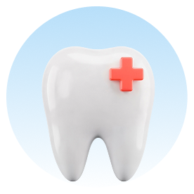 Tooth with red plus sign