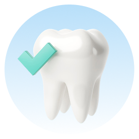 Tooth with green checkmark